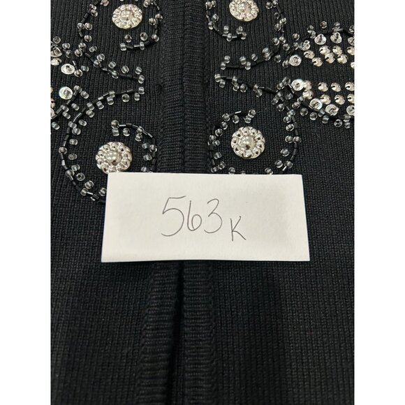 Pamela McCoy Black Embellished Long Sleeve Cardigan Sweater With Rhinestone Deta - Picture 9 of 10
